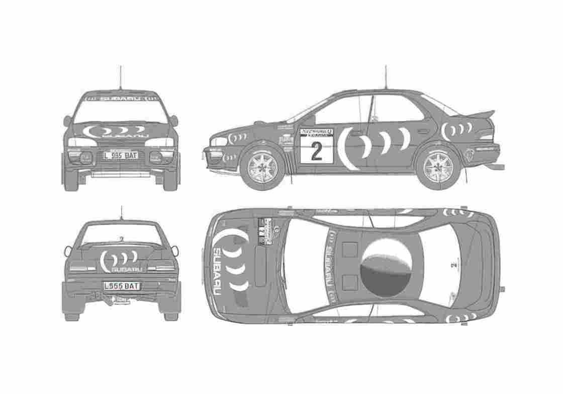 Blueprint Subaru Impreza WRX Sedan 1993 A4 Photo Print