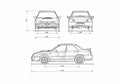 Blueprint Subaru Impreza WRX Sedan 2001 A4 Photo Print