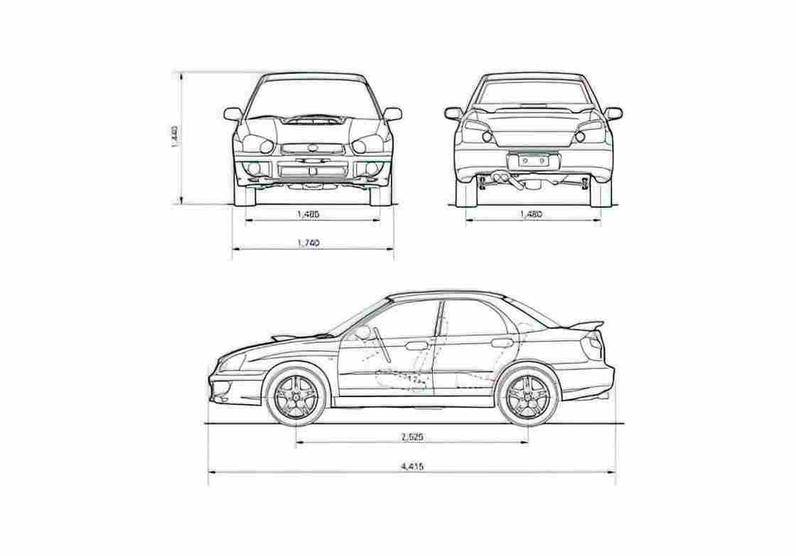 Blueprint Subaru Impreza WRX Sedan 2001 A4 Photo Print