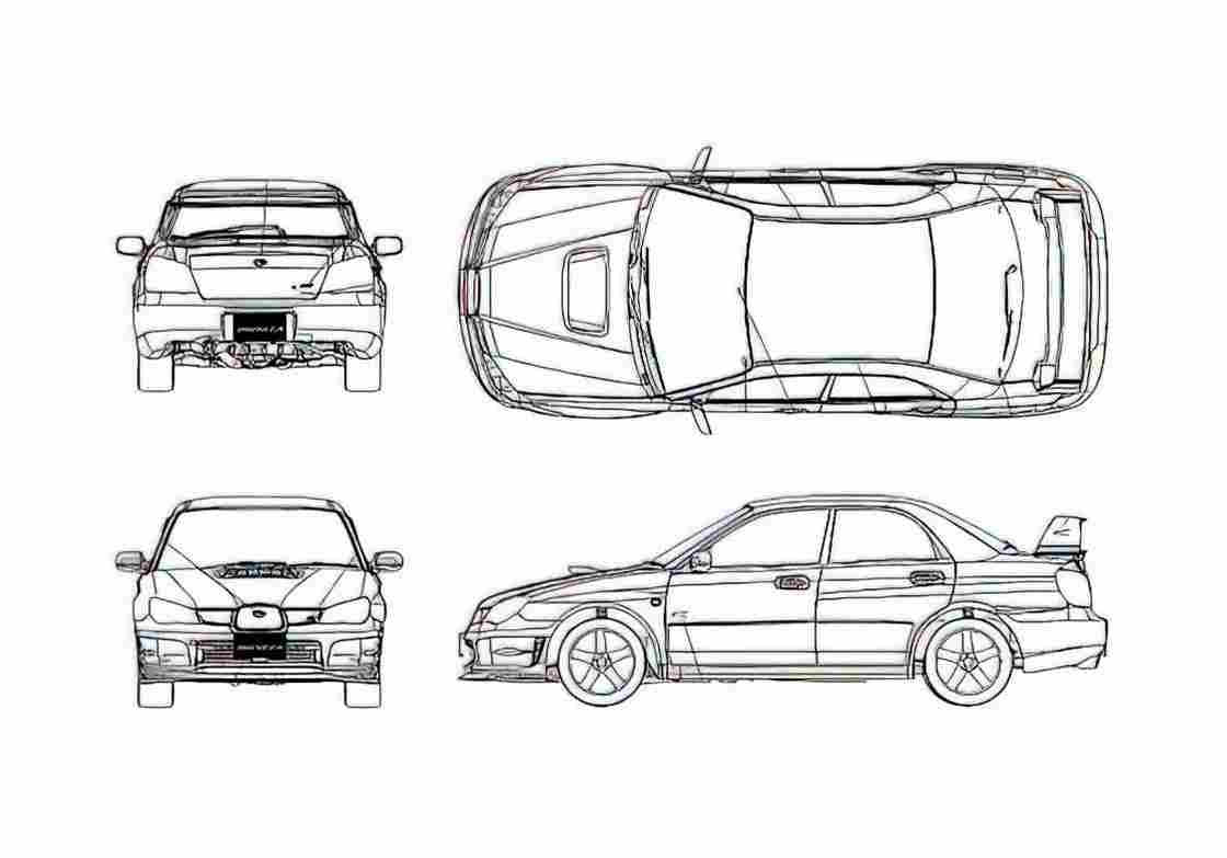 Blueprint Subaru Impreza WRX WR Limited Sedan 2004 A4 Photo Print
