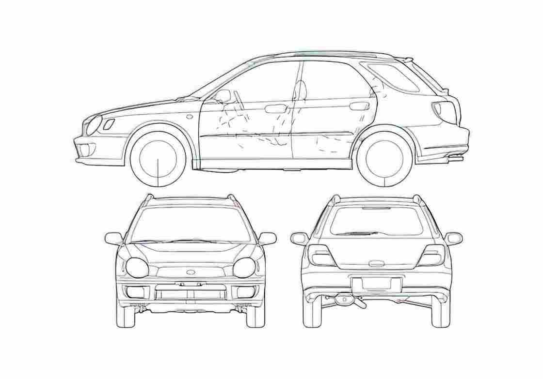 Blueprint Subaru Impreza Wagon 2002 A4 Photo Print