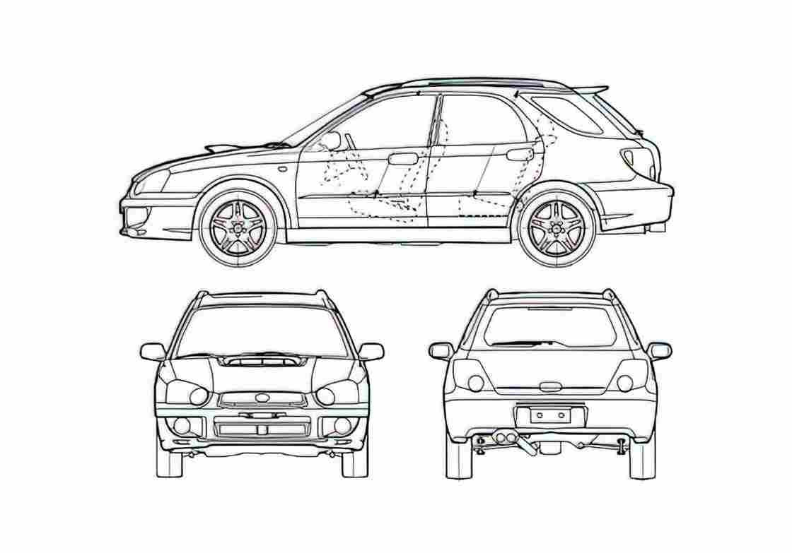 Blueprint Subaru Impreza Wagon 2005 A4 Photo Print