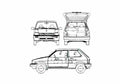 Blueprint Subaru Justy 3 door AWD Hatchback 1987 A4 Photo Print