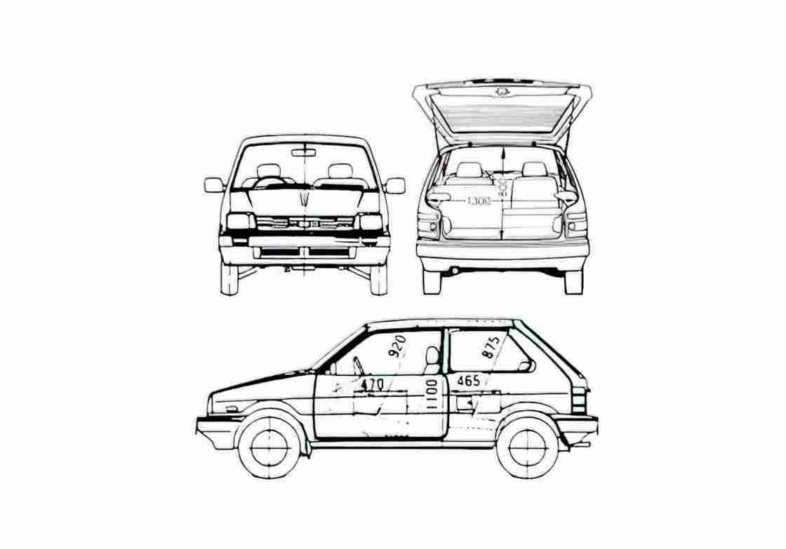 Blueprint Subaru Justy 3 door AWD Hatchback 1987 A4 Photo Print