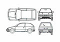 Blueprint Subaru Justy 3 door AWD Hatchback 2002 A4 Photo Print