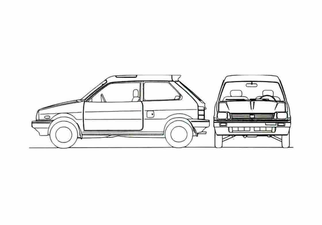 Blueprint Subaru Justy 3 door Hatchback 1987 A4 Photo Print