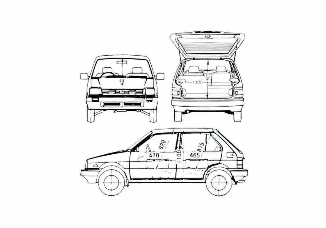 Blueprint Subaru Justy 5 door AWD Hatchback 1987 A4 Photo Print