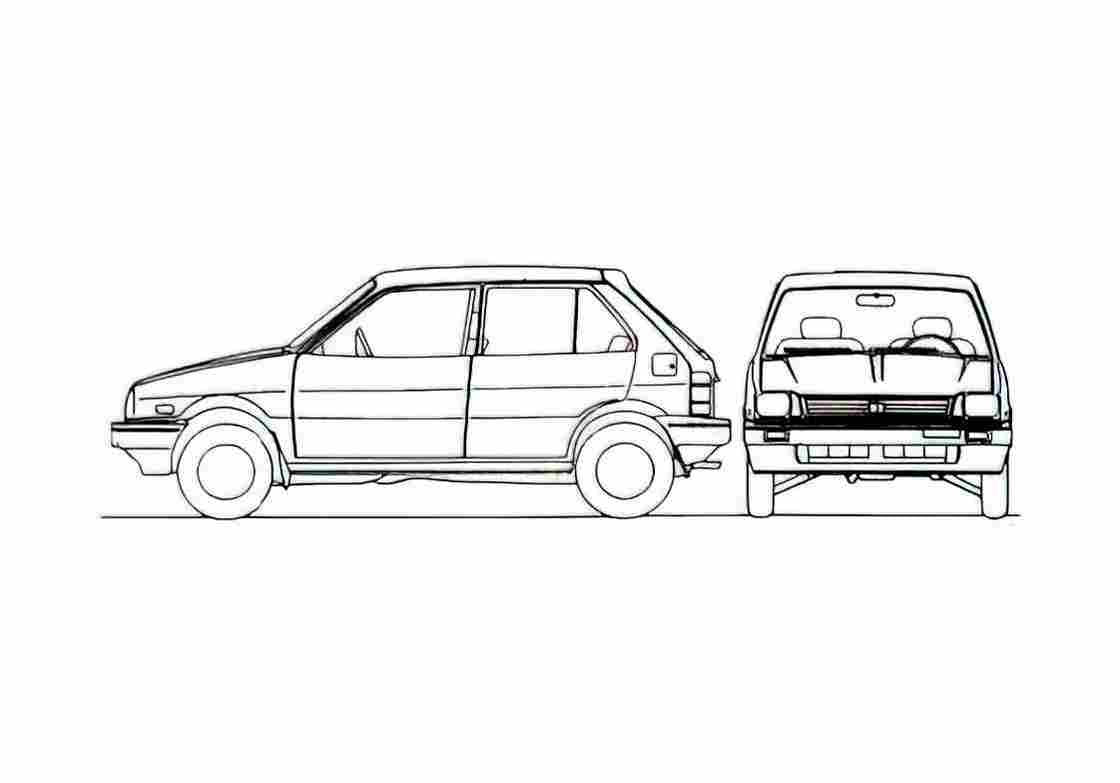 Blueprint Subaru Justy 5 door Hatchback 1987 A4 Photo Print