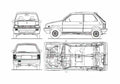 Blueprint Subaru Justy J10 3 door Hatchback 1984 A4 Photo Print