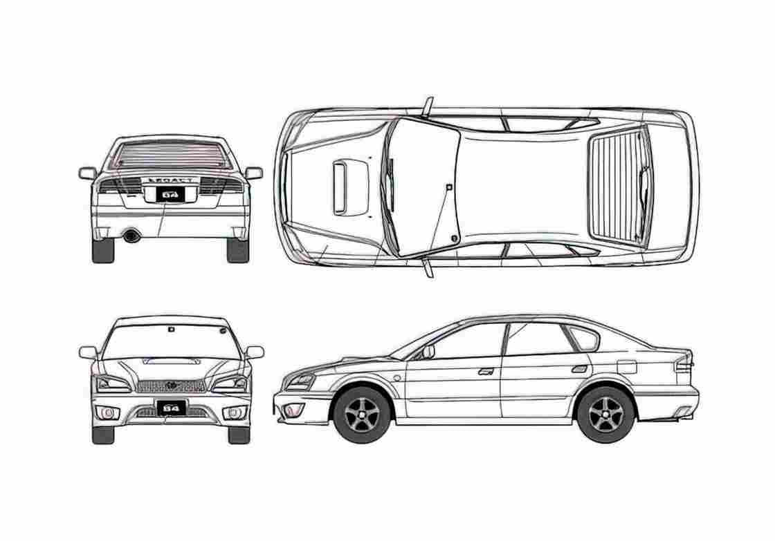 Blueprint Subaru Legacy B4 RSK Sedan 2003 A4 Photo Print