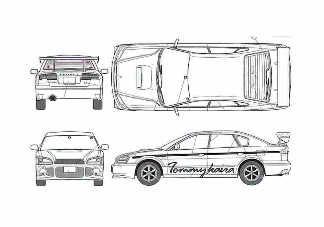 Blueprint Subaru Legacy B4 Tommy Kaira Sedan 2003 A4 Photo Print