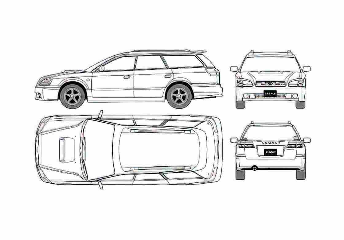 Blueprint Subaru Legacy B4 Touring GT B Wagon 2001 A4 Photo Print