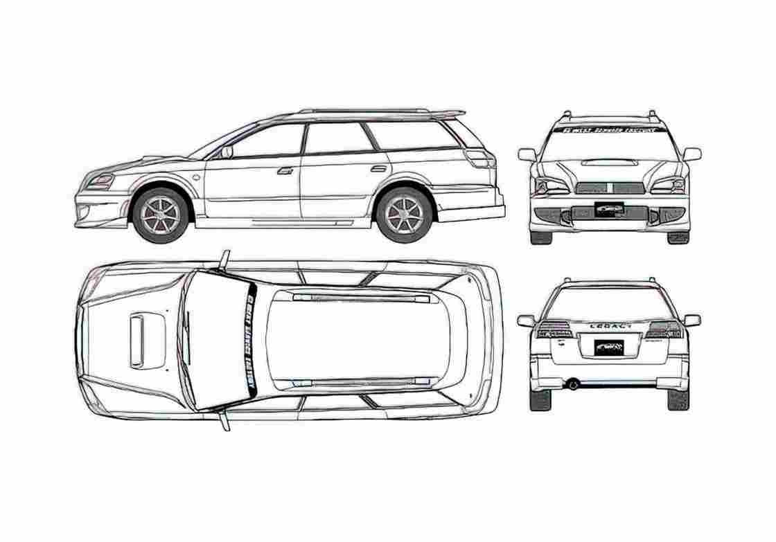 Blueprint Subaru Legacy B4 Touring Wagon 2002 A4 Photo Print