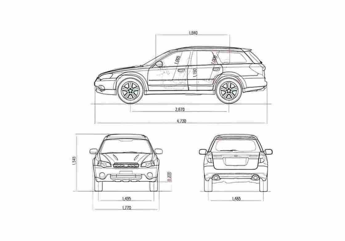 Blueprint Subaru Legacy Outback Wagon 2003 A4 Photo Print