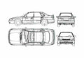 Blueprint Subaru Legacy Sedan 1994 A4 Photo Print