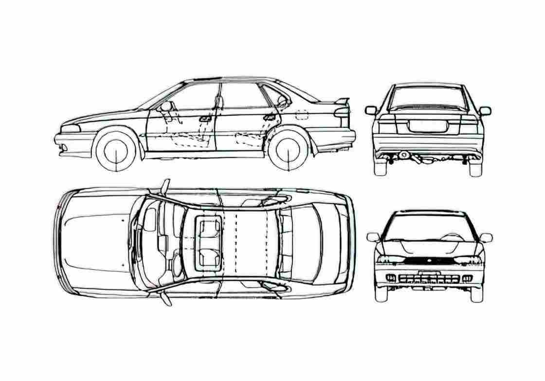 Blueprint Subaru Legacy Sedan 1994 A4 Photo Print