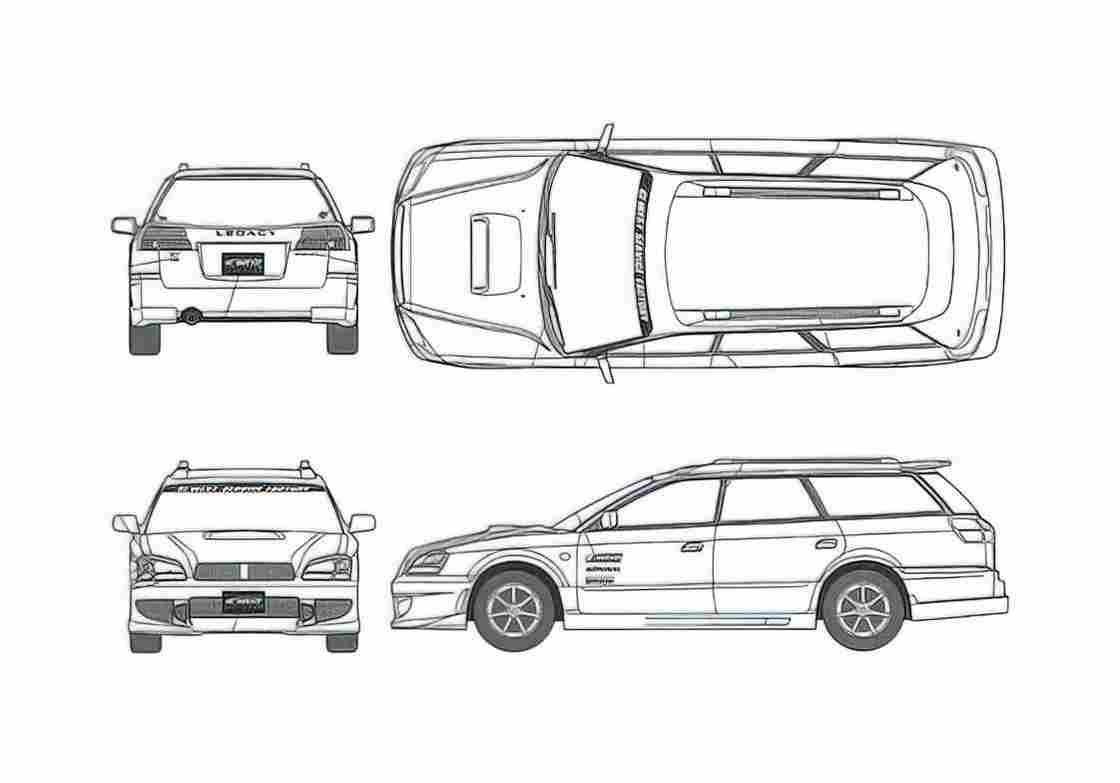 Blueprint Subaru Legacy Touring C West Wagon 2003 A4 Photo Print