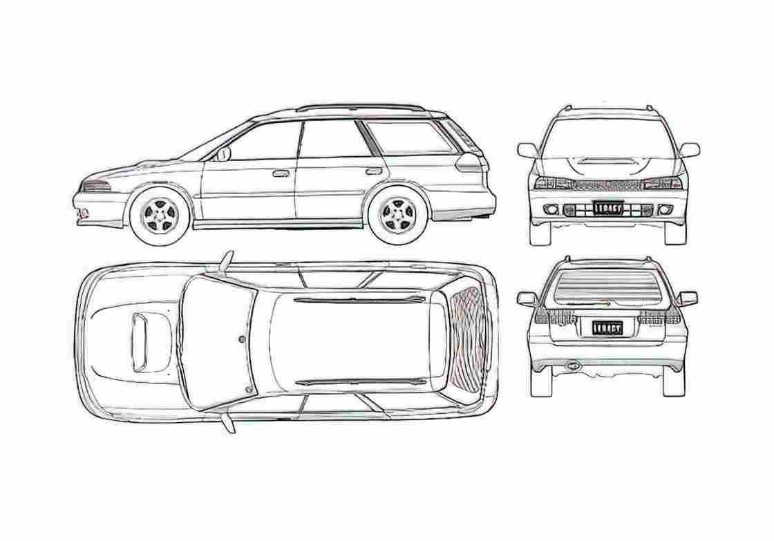 Blueprint Subaru Legacy Touring GT Wagon 1999 A4 Photo Print