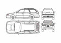 Blueprint Subaru Legacy Touring GT Wagon 2001 A4 Photo Print