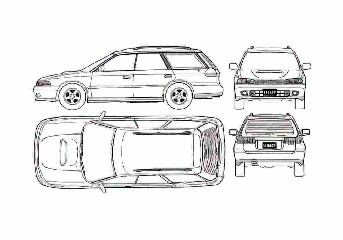 Blueprint Subaru Legacy Touring GT Wagon 2001 A4 Photo Print