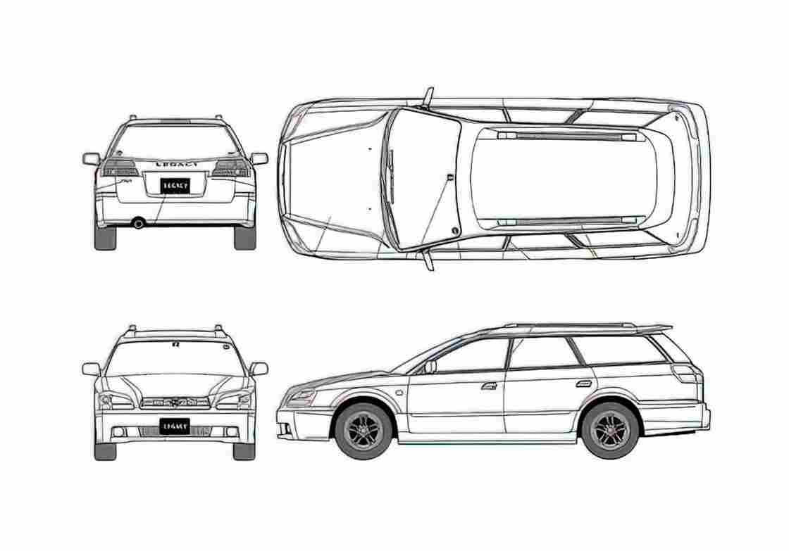 Blueprint Subaru Legacy Touring TS Type R Wagon 2003 A4 Photo Print