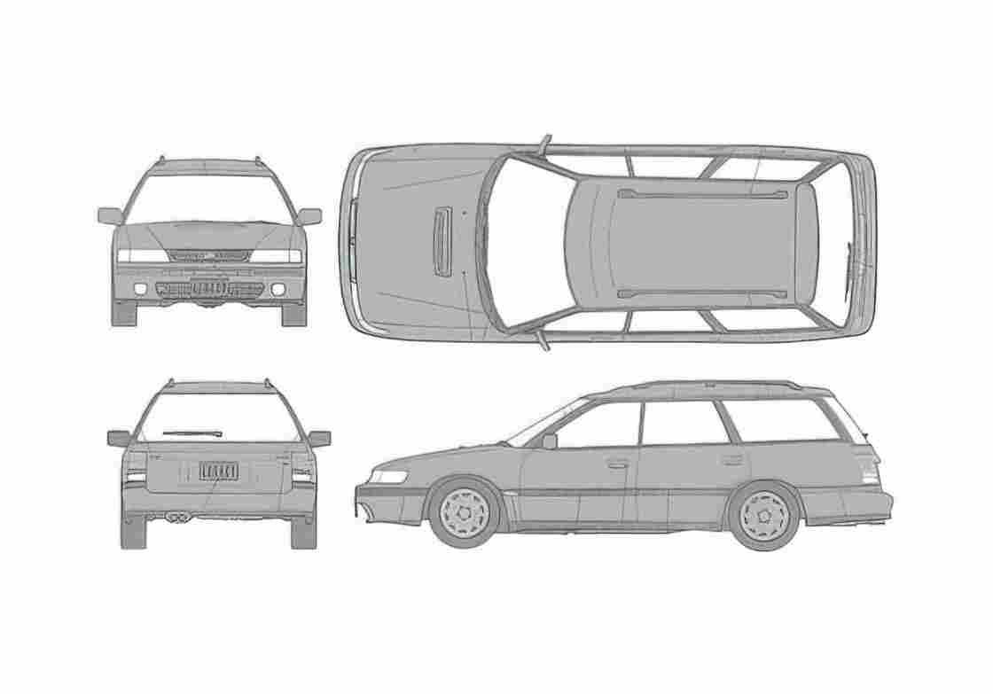 Blueprint Subaru Legacy Touring Wagon 1989 A4 Photo Print