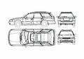 Blueprint Subaru Legacy Wagon 1994 A4 Photo Print