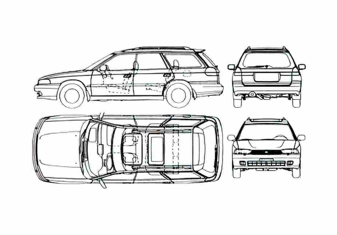 Blueprint Subaru Legacy Wagon 1994 A4 Photo Print