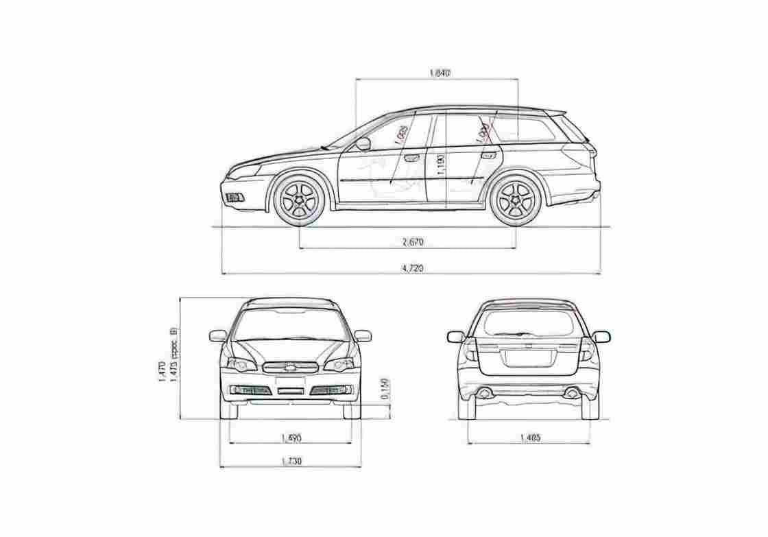 Blueprint Subaru Legacy Wagon 2003 A4 Photo Print