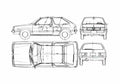 Blueprint Subaru Leone 3 door Hatchback 1981 A4 Photo Print
