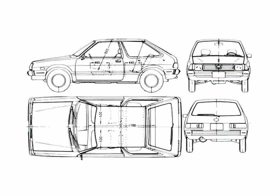 Blueprint Subaru Leone 3 door Hatchback 1981 A4 Photo Print