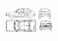 Blueprint Subaru Leone 3 door Hatchback 1983 A4 Photo Print