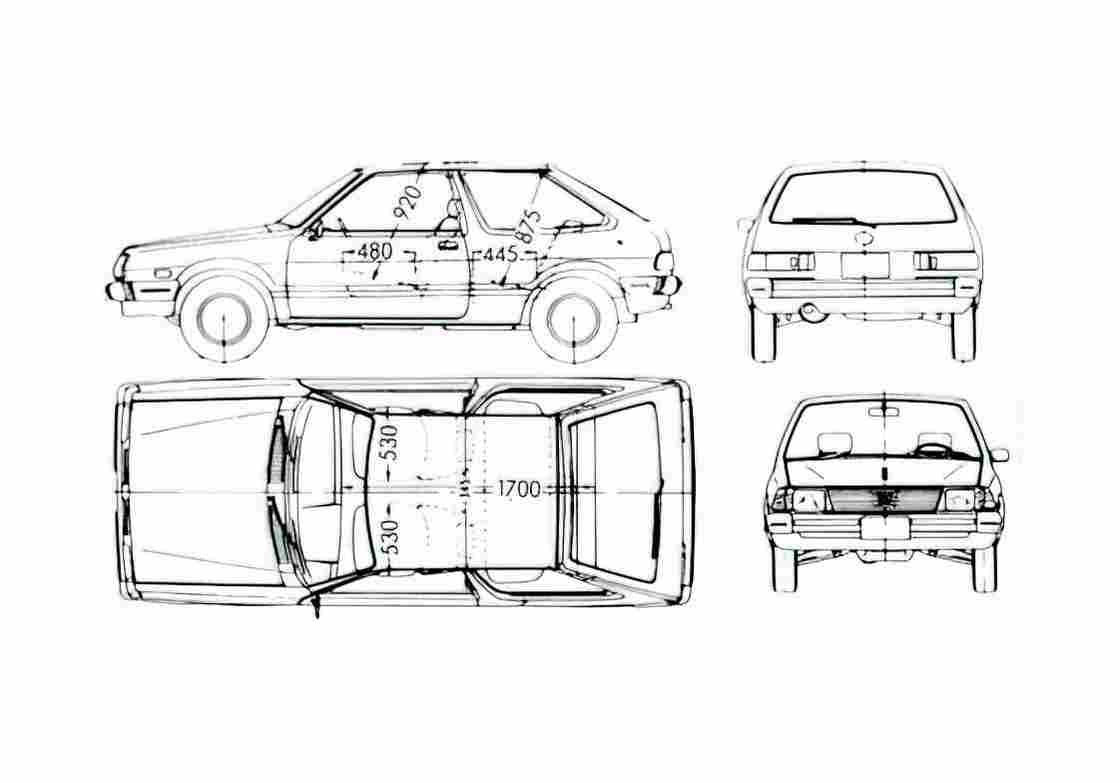 Blueprint Subaru Leone 3 door Hatchback 1983 A4 Photo Print