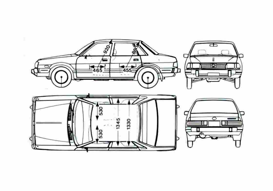 Blueprint Subaru Leone 4 door Sedan 1981 A4 Photo Print