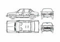 Blueprint Subaru Leone 4 door Sedan 1983 A4 Photo Print