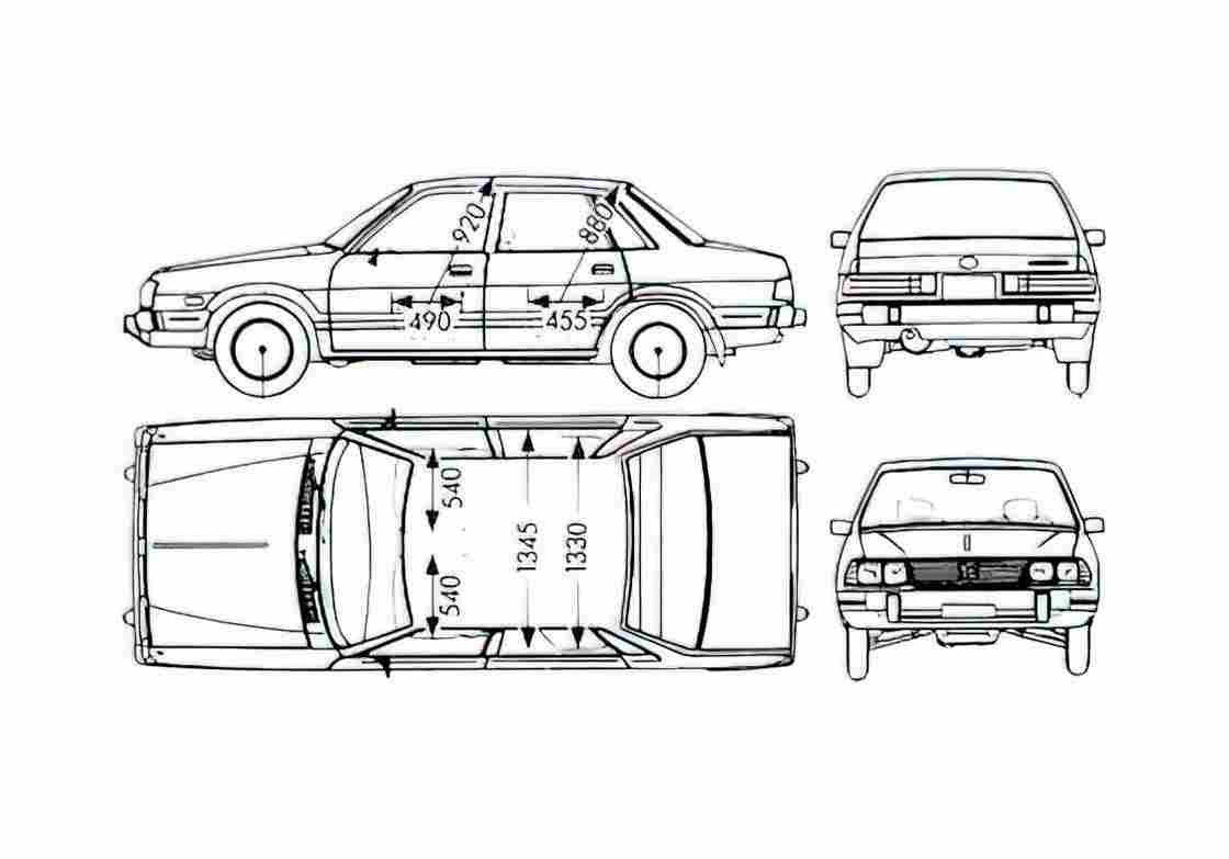 Blueprint Subaru Leone 4 door Sedan 1983 A4 Photo Print