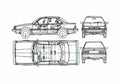 Blueprint Subaru Leone 4 door Sedan 1988 A4 Photo Print