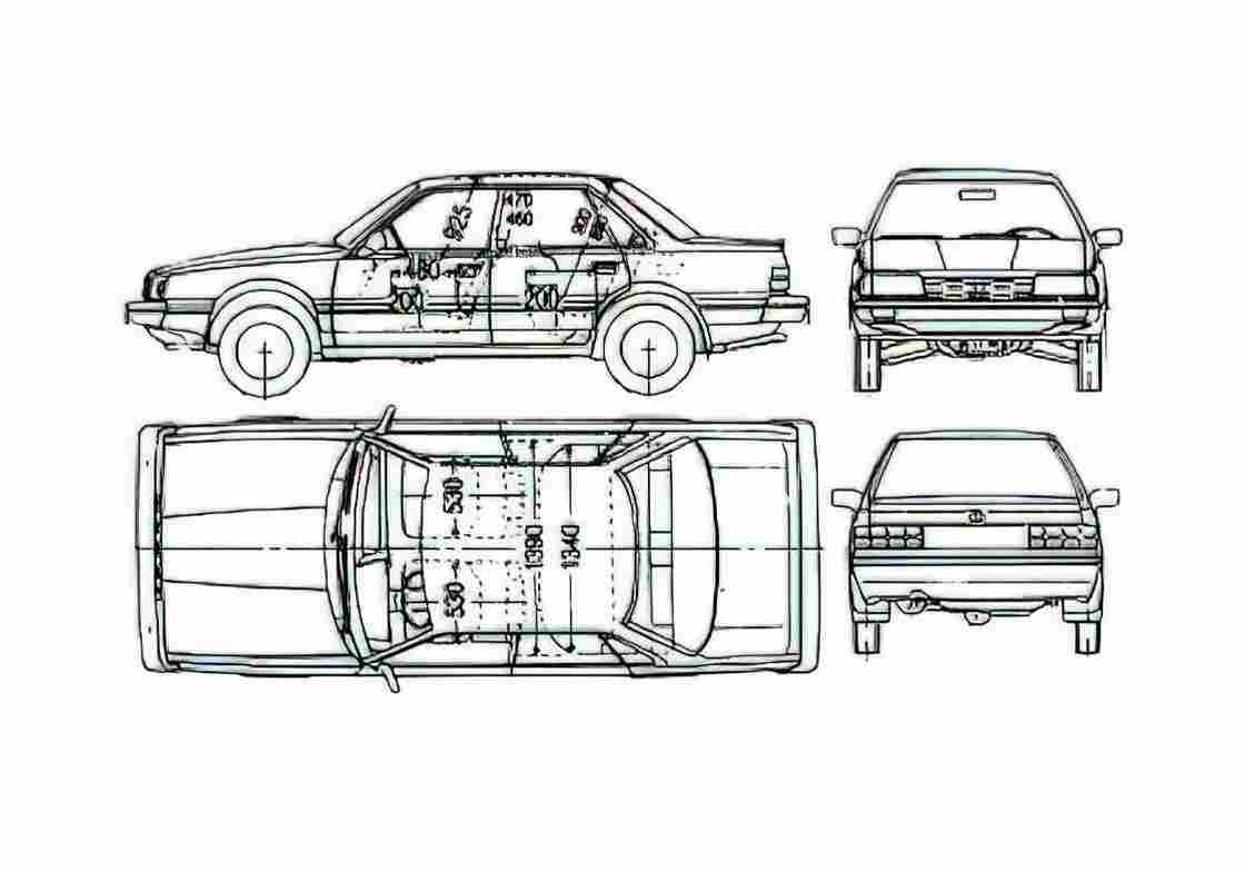 Blueprint Subaru Leone 4 door Sedan 1988 A4 Photo Print