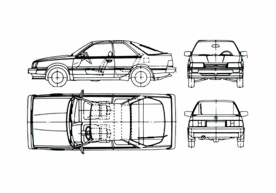 Blueprint Subaru Leone Coupe 1988 A4 Photo Print