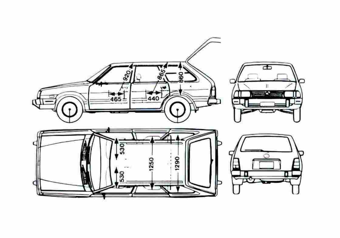 Blueprint Subaru Leone Wagon 1981 A4 Photo Print