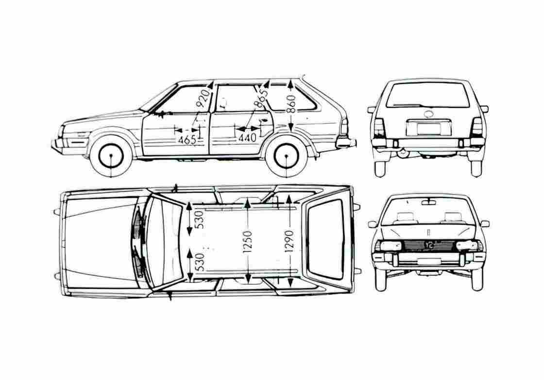 Blueprint Subaru Leone Wagon 1983 A4 Photo Print