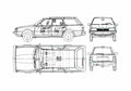 Blueprint Subaru Leone Wagon 1988 A4 Photo Print