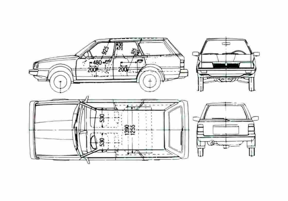 Blueprint Subaru Leone Wagon 1988 A4 Photo Print