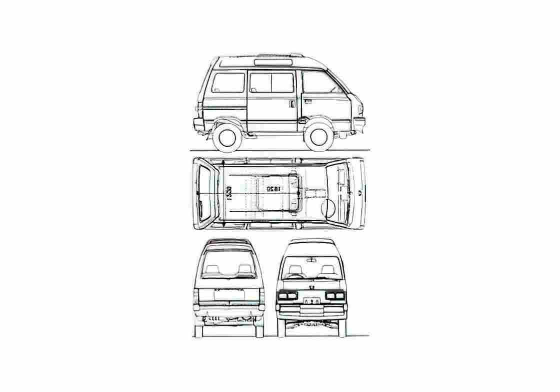 Blueprint Subaru Libero 1200 4WD Microvan 1992 A4 Photo Print