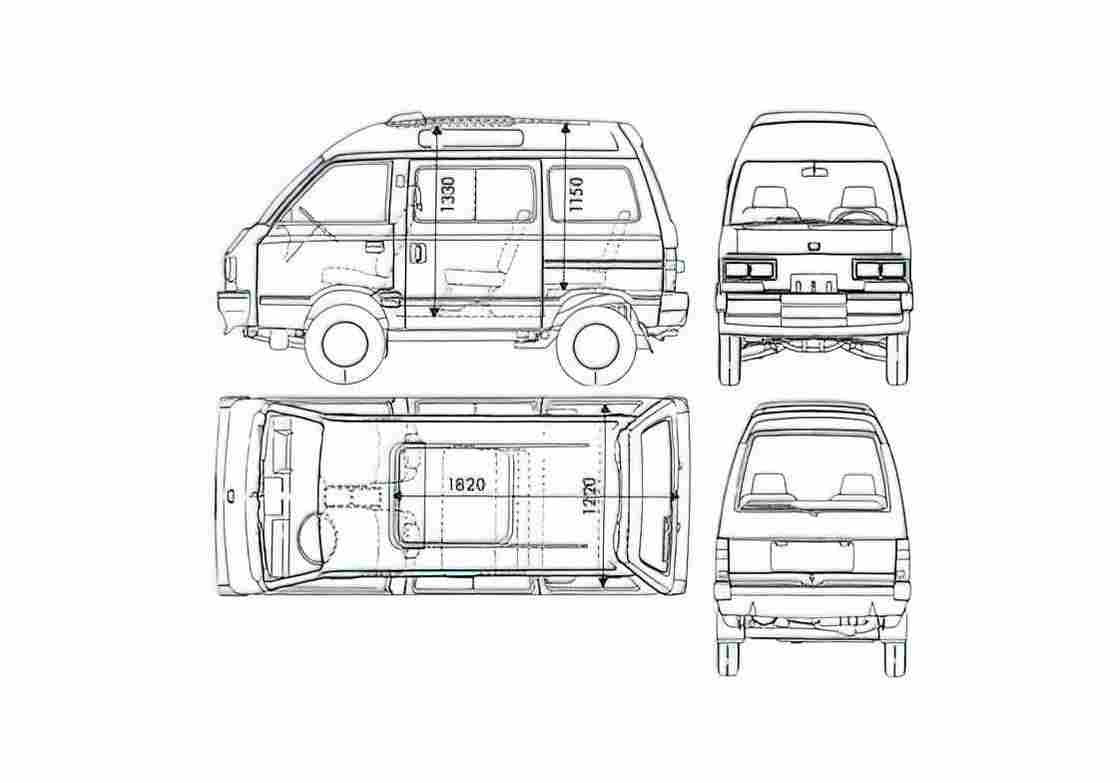Blueprint Subaru Libero Minivan 1990 A4 Photo Print