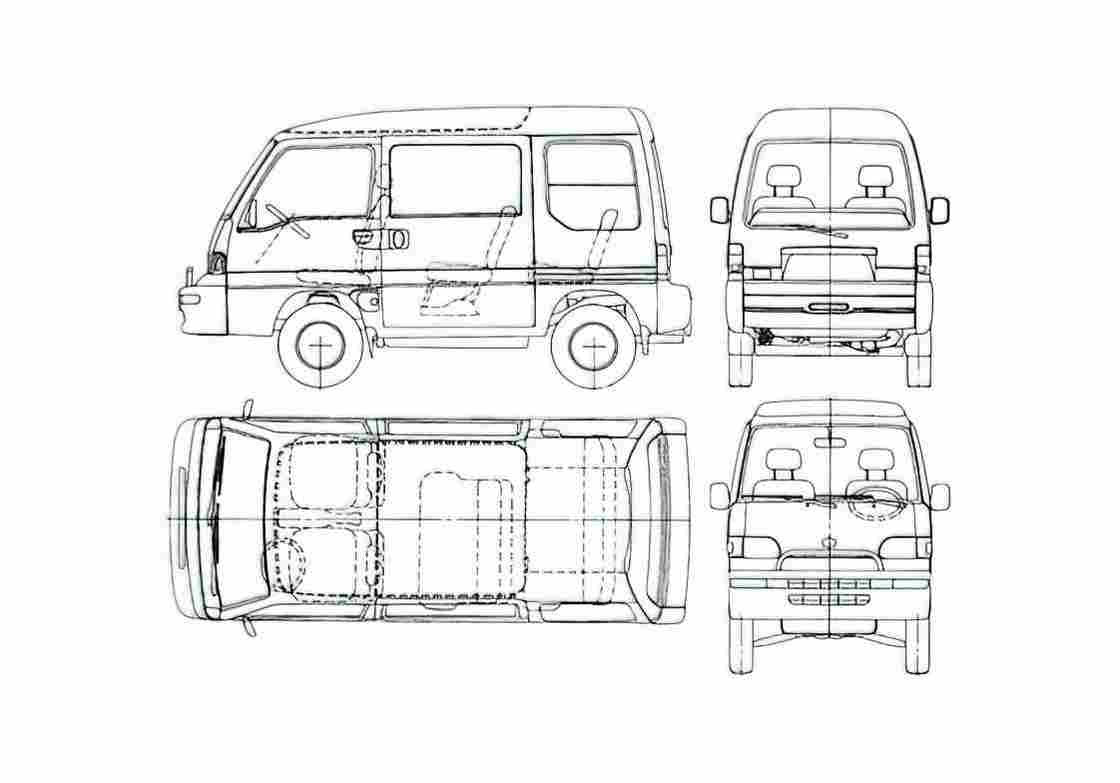 Blueprint Subaru Libero Minivan 1994 A4 Photo Print
