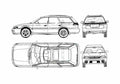 Blueprint Subaru Outback SUV 1996 A4 Photo Print