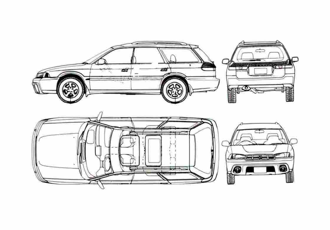 Blueprint Subaru Outback SUV 1996 A4 Photo Print