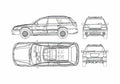 Blueprint Subaru Outback SUV 2003 A4 Photo Print