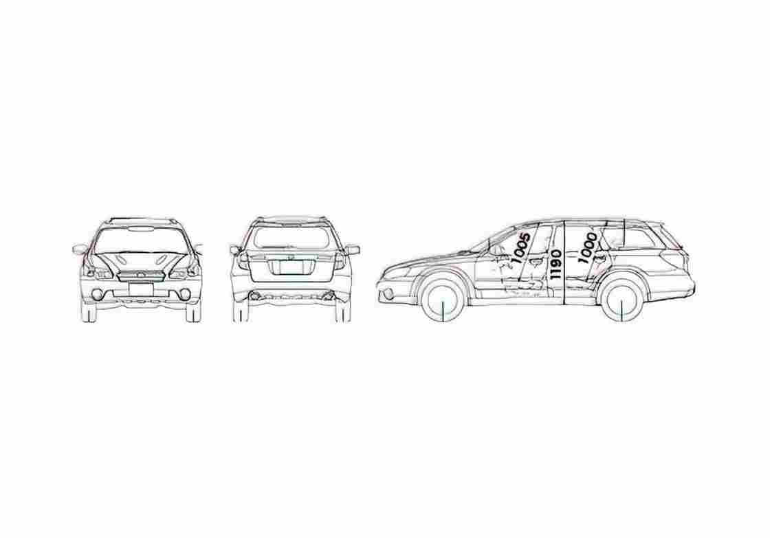 Blueprint Subaru Outback SUV 2005 A4 Photo Print
